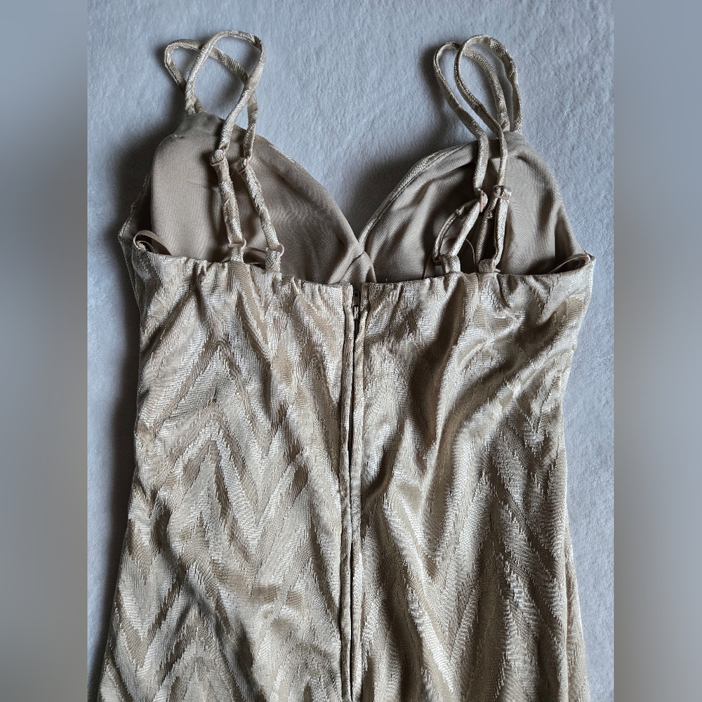 Small Gold Ruched Party Dress - Picture 6 of 6